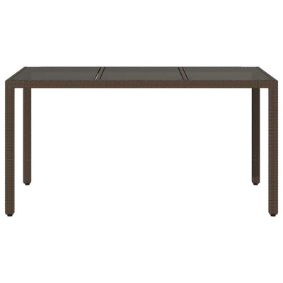 Puutarhapöytä lasipöytälevy ruskea 150x90x75 cm polyrottinki
