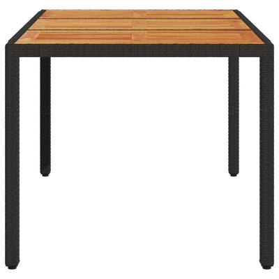 Puutarhapöytä akaasia pöytälevy musta 150x90x75 cm polyrottinki