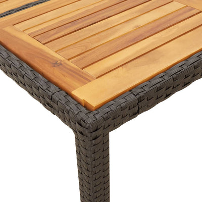 Puutarhapöytä akaasia pöytälevy musta 150x90x75 cm polyrottinki