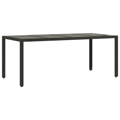 Puutarhapöytä lasipöytälevy musta 190x90x75 cm polyrottinki