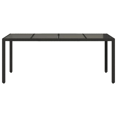 Puutarhapöytä lasipöytälevy musta 190x90x75 cm polyrottinki
