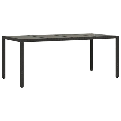 Puutarhapöytä lasipöytälevy musta 190x90x75 cm polyrottinki