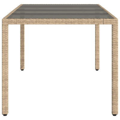 Puutarhapöytä lasipöytälevy beige 190x90x75 cm polyrottinki