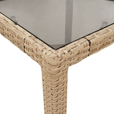 Puutarhapöytä lasipöytälevy beige 190x90x75 cm polyrottinki