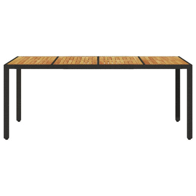 Puutarhapöytä akaasia pöytälevy musta 190x90x75 cm polyrottinki