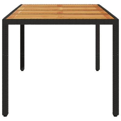 Puutarhapöytä akaasia pöytälevy musta 190x90x75 cm polyrottinki