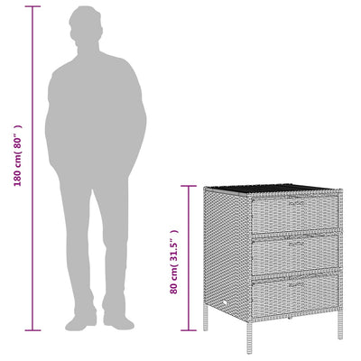 Beige puutarhan säilytyskaappi Rufino 55x59x80cm (polyrottinki)