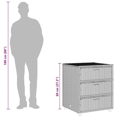 Harmaa puutarhan säilytyskaappi Rufino 55x59x69cm (polyrottinki)