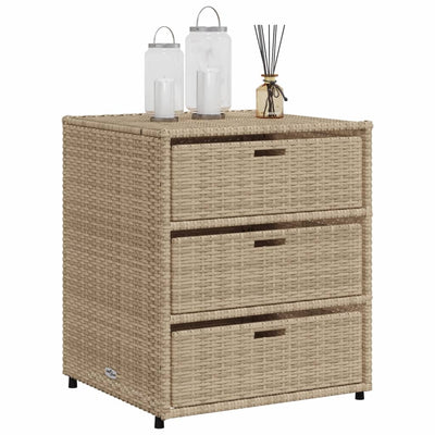 Puutarhan säilytyskaappi beige 55x59x69 cm polyrottinki