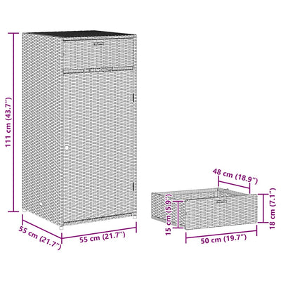 Musta puutarhan säilytyskaappi Calhoun 55x55x111cm (polyrottinki)