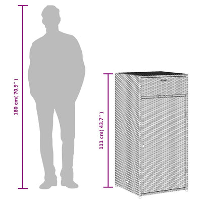 Ruskea puutarhan säilytyskaappi Calhoun 55x55x111cm (polyrottinki)
