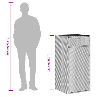 Harmaa puutarhan säilytyskaappi Calhoun 55x55x111cm (polyrottinki)