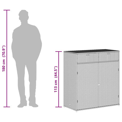 Ruskea puutarhan säilytyskaappi Calhoun 105x55x113cm (polyrottinki)