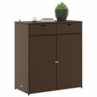 Puutarhan säilytyskaappi ruskea 105x55x113 cm polyrottinki