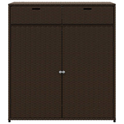 Ruskea puutarhan säilytyskaappi Calhoun 105x55x113cm (polyrottinki)