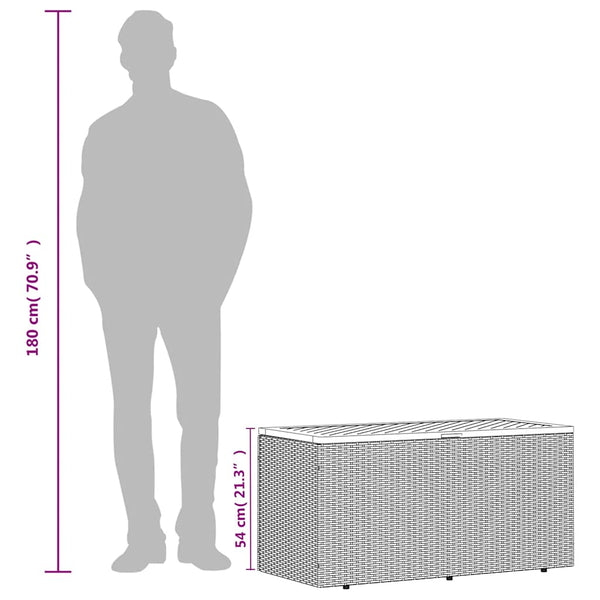 Musta puutarhan säilytyslaatikko Hatcu 110x50x54cm (polyrottinki)