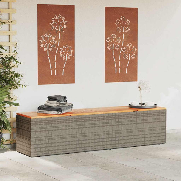 Harmaa puutarhan säilytyslaatikko Hatcu 220x50x54cm (polyrottinki)