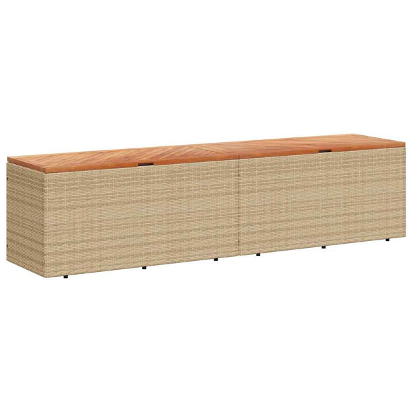 Beige puutarhan säilytyslaatikko Hatcu 220x50x54cm (polyrottinki)