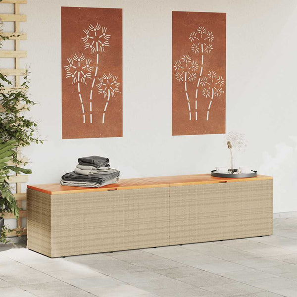 Beige puutarhan säilytyslaatikko Hatcu 220x50x54cm (polyrottinki)