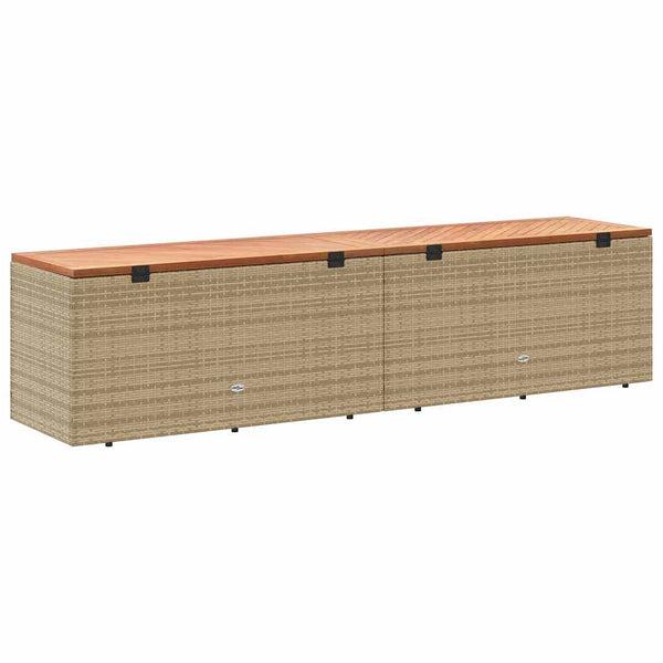 Beige puutarhan säilytyslaatikko Hatcu 220x50x54cm (polyrottinki)