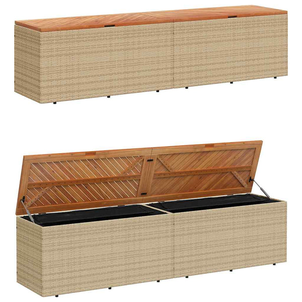 Beige puutarhan säilytyslaatikko Hatcu 220x50x54cm (polyrottinki)