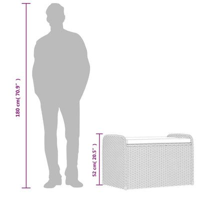 Musta säilytyspenkki tyynyllä Delpha 80x51x52cm (polyrottinki)