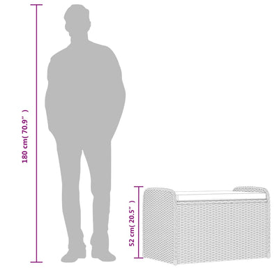 Harmaa säilytyspenkki tyynyllä Delpha 80x51x52cm (polyrottinki)