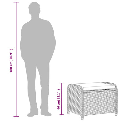 Harmaa puutarhajakkara tyynyllä Hairetdin 58x46x46cm (polyrottinki)