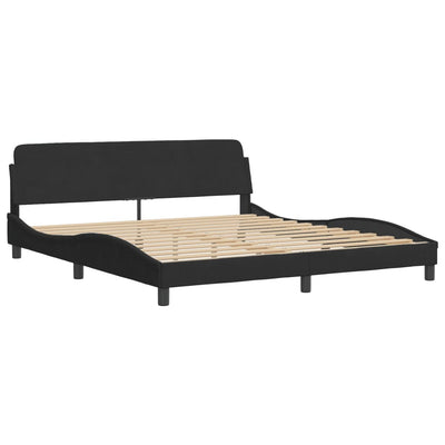 Sängynrunko päätylevyllä musta 180x200 sametti