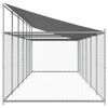 Koiranhäkki katolla ja ovella harmaa 12x2x2 m galvanoitu teräs