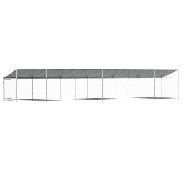 Koiranhäkki katolla ja ovella harmaa 12x2x2 m galvanoitu teräs