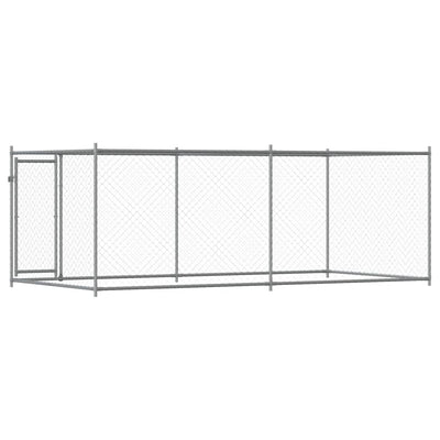 Koiranhäkki ovella harmaa 4x2x1,5 m galvanoitu teräs