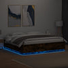 Sängynrunko LED-valoilla savutammi 200x200 cm tekninen puu