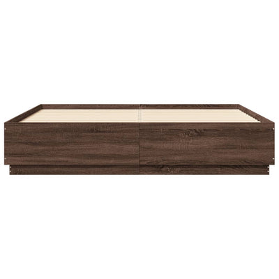Sängynrunko LED-valoilla ruskea tammi 180x200 cm tekninen puu