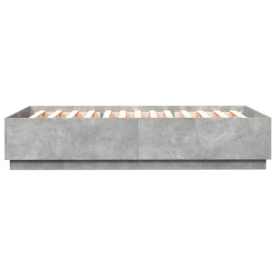 Sängynrunko LED-valoilla betoninharmaa 160x200 cm tekninen puu