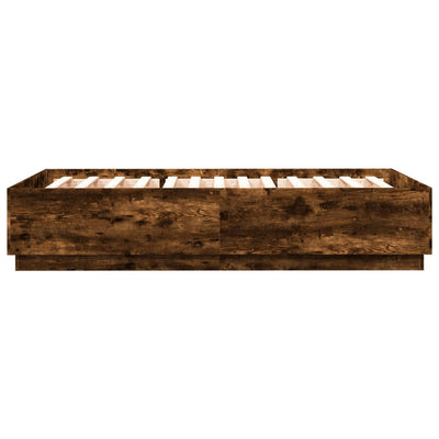Sängynrunko LED-valoilla savutammi 150x200 cm tekninen puu