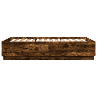 Sängynrunko LED-valoilla savutammi 140x200 cm tekninen puu