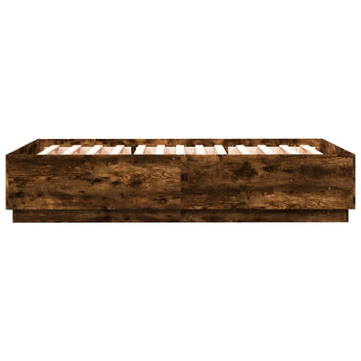 Sängynrunko LED-valoilla savutammi 120x200 cm tekninen puu