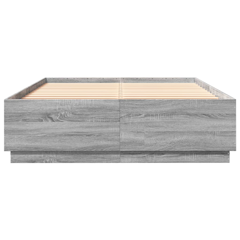 Harmaa sängynrunko led-valoilla Tonio 120x200cm (puinen)
