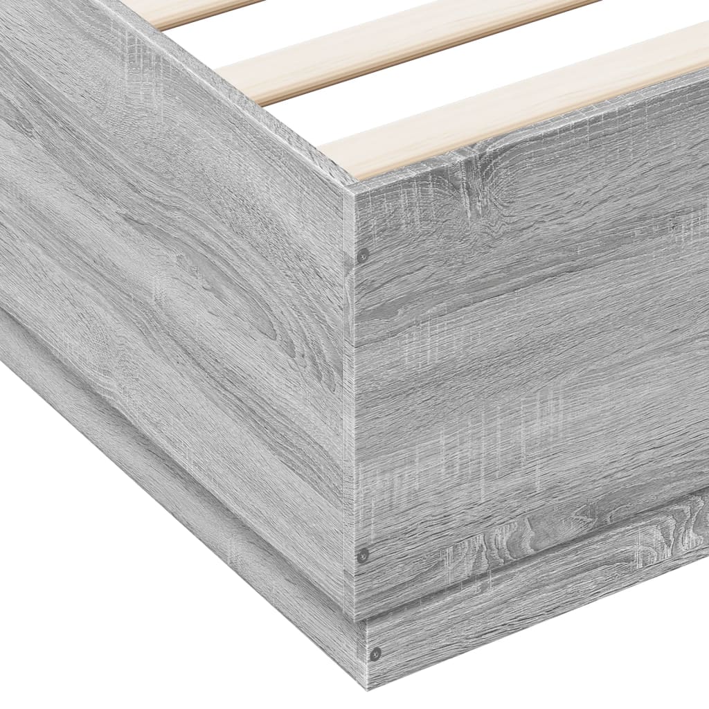 Harmaa sängynrunko led-valoilla Tonio 120x200cm (puinen)