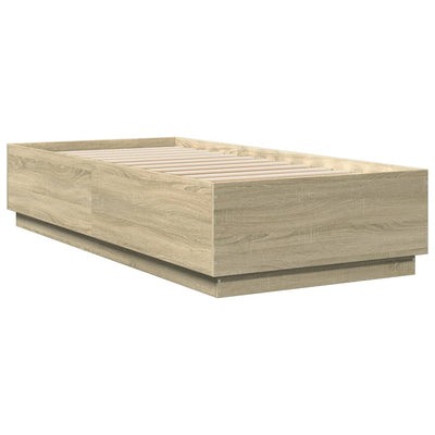 Sängynrunko LED-valoilla Sonoma tammi 100x200 cm tekninen puu