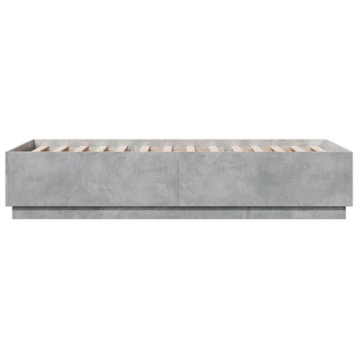 Sängynrunko LED-valoilla betoninharmaa 100x200 cm tekninen puu