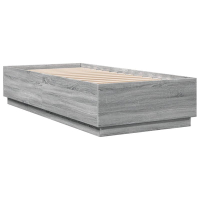 Sängynrunko LED-valoilla harmaa Sonoma 100x200 cm tekninen puu