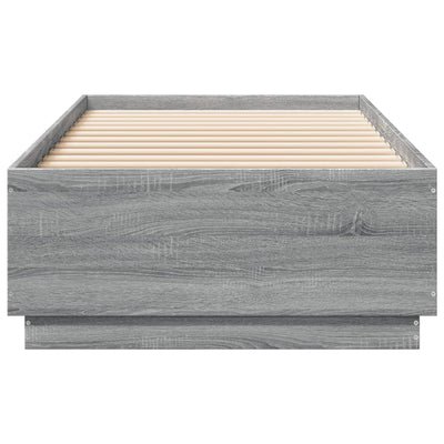 Sängynrunko LED-valoilla harmaa Sonoma 100x200 cm tekninen puu