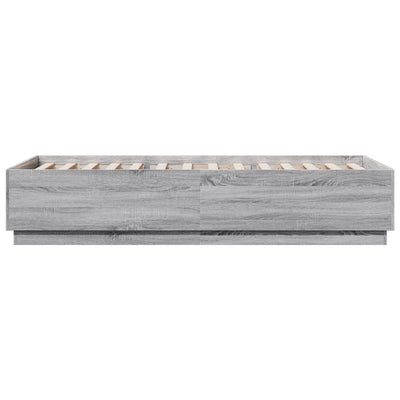 Sängynrunko LED-valoilla harmaa Sonoma 100x200 cm tekninen puu