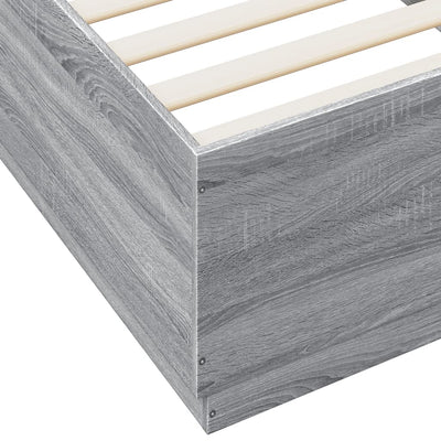 Sängynrunko LED-valoilla harmaa Sonoma 100x200 cm tekninen puu