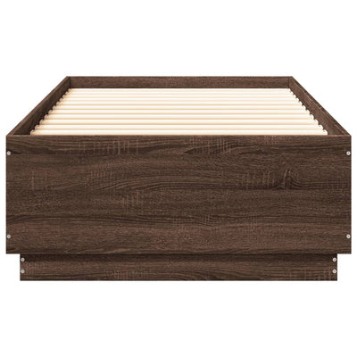Sängynrunko LED-valoilla ruskea tammi 100x200 cm tekninen puu