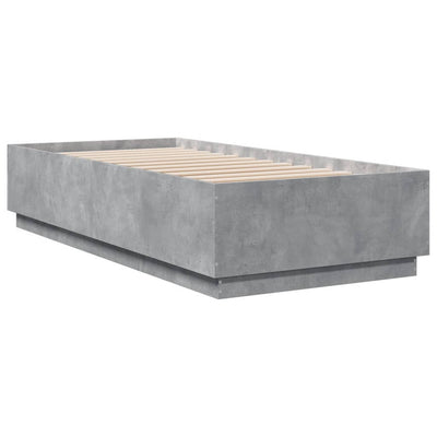 Sängynrunko LED-valoilla betoninharmaa 90x200 cm tekninen puu