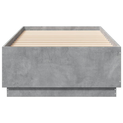 Sängynrunko LED-valoilla betoninharmaa 90x200 cm tekninen puu