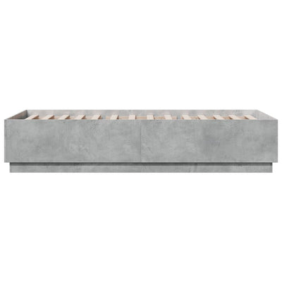 Sängynrunko LED-valoilla betoninharmaa 90x200 cm tekninen puu